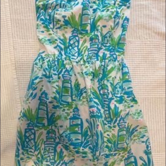 Lilly Pulitzer High Beams print Chandie dress. Strapless. Fun. Size XS. - Picture 2 of 4